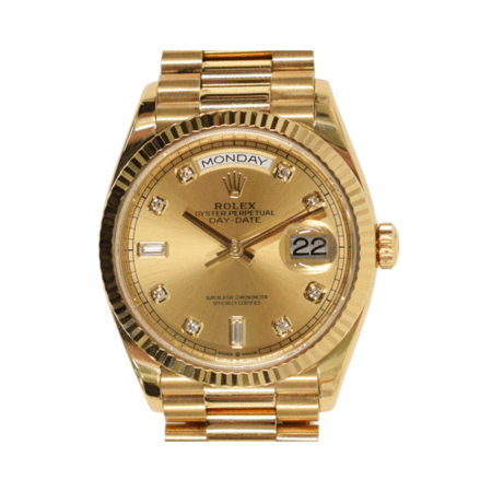 Rolex Day-Date 36 Yellow Gold Champagne Diamond Dial 128238A