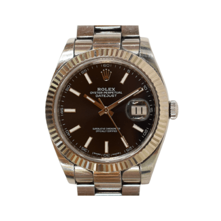 Rolex Datejust 41 Stainless Steel and White Gold Black Stick Dial 126334