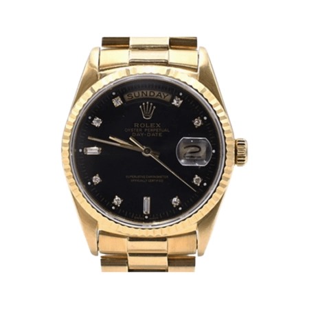 Rolex Day-Date 36 Yellow Gold Black Diamond Dial 18238A