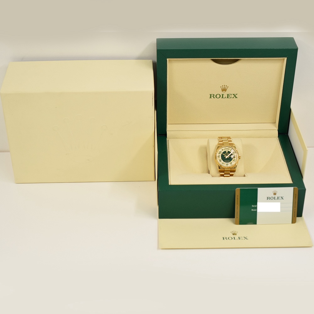 Rolex Day-Date Yellow Gold Pave Diamond Myriad Arabic Dial 118238