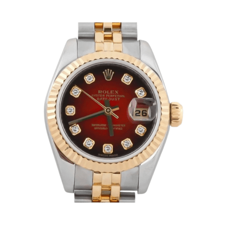 Rolex Lady-Datejust Stainless Steel and Yellow Gold Red Vignette Diamond Dial 179173