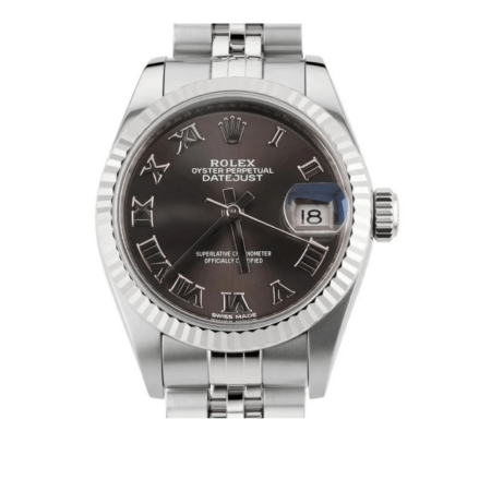 Rolex Lady-Datejust Stainless Steel and White Gold Dark Grey Roman Dial 279174