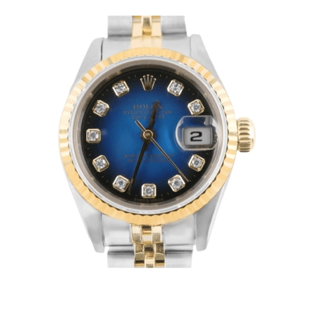 Rolex Lady-Datejust Stainless Steel and Yellow Gold Blue Vingrette Diamond Dial 69173