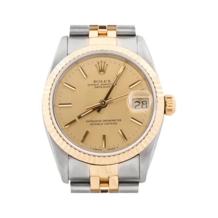 Rolex Datejust Stainless Steel and Yellow Gold Champagne Stick Dial 68273