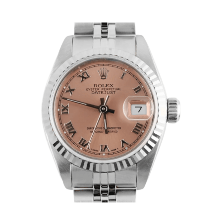 Rolex Lady-Datejust Stainless Steel and White Gold Salmon Roman Dial 69174