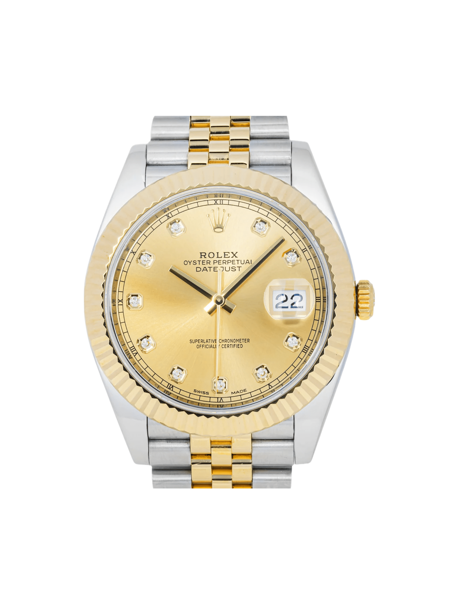 Rolex Datejust Steel and Yellow Gold Champagne Diamond Dial 126333