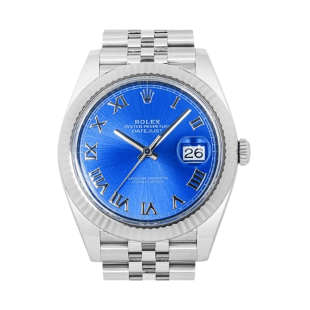Rolex Datejust Stainless Steel and White Gold Blue Roman Dial 126334