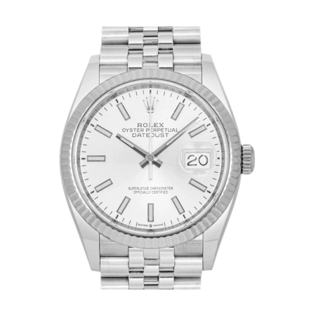 Rolex Datejust Stainless Steel and White Gold Silver Dial 126234