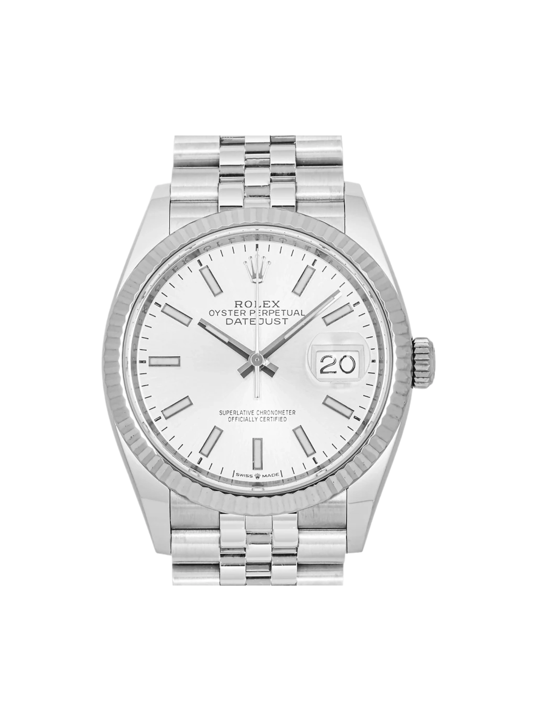 Rolex Datejust Stainless Steel and White Gold Silver Dial 126234