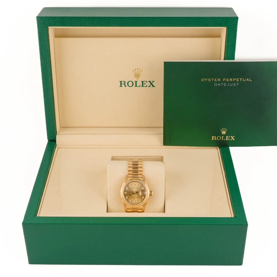 Rolex Lady-Datejust Yellow Gold Champagne Diamond Dial 69178