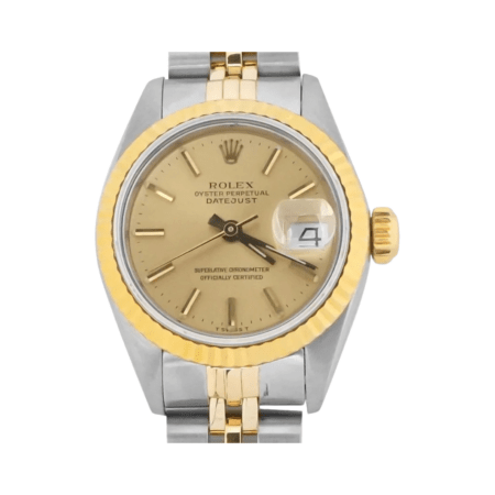 Rolex Lady-Datejust Stainless Steel and Yellow Gold Champagne Stick Dial 69173
