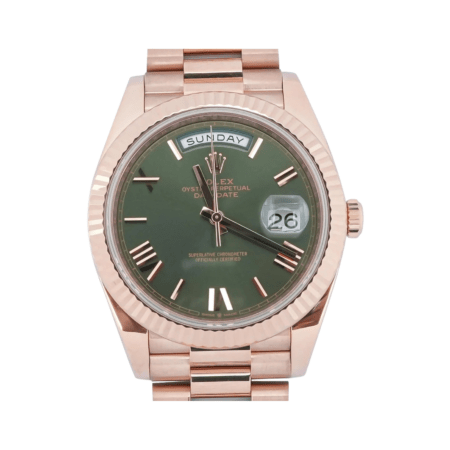 Rolex Day-Date 40 Rose Gold Olive Green Roman Dial 228235
