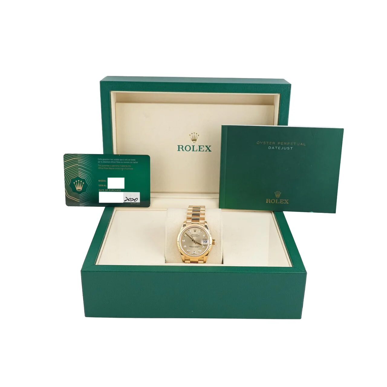 Rolex Datejust 31 Yellow Gold Champagne Diamond Dial 278278