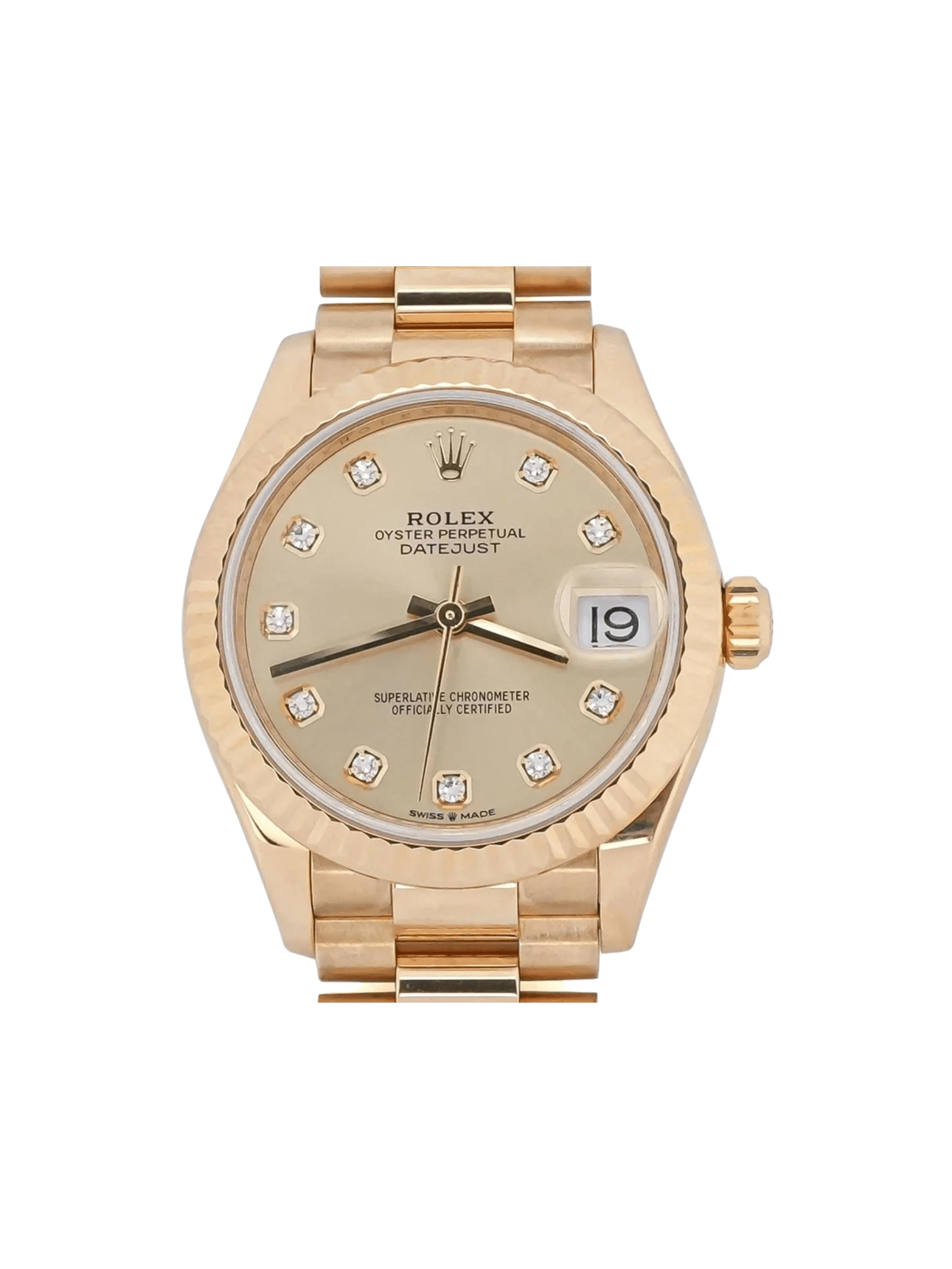 Rolex Datejust 31 Yellow Gold Champagne Diamond Dial 278278