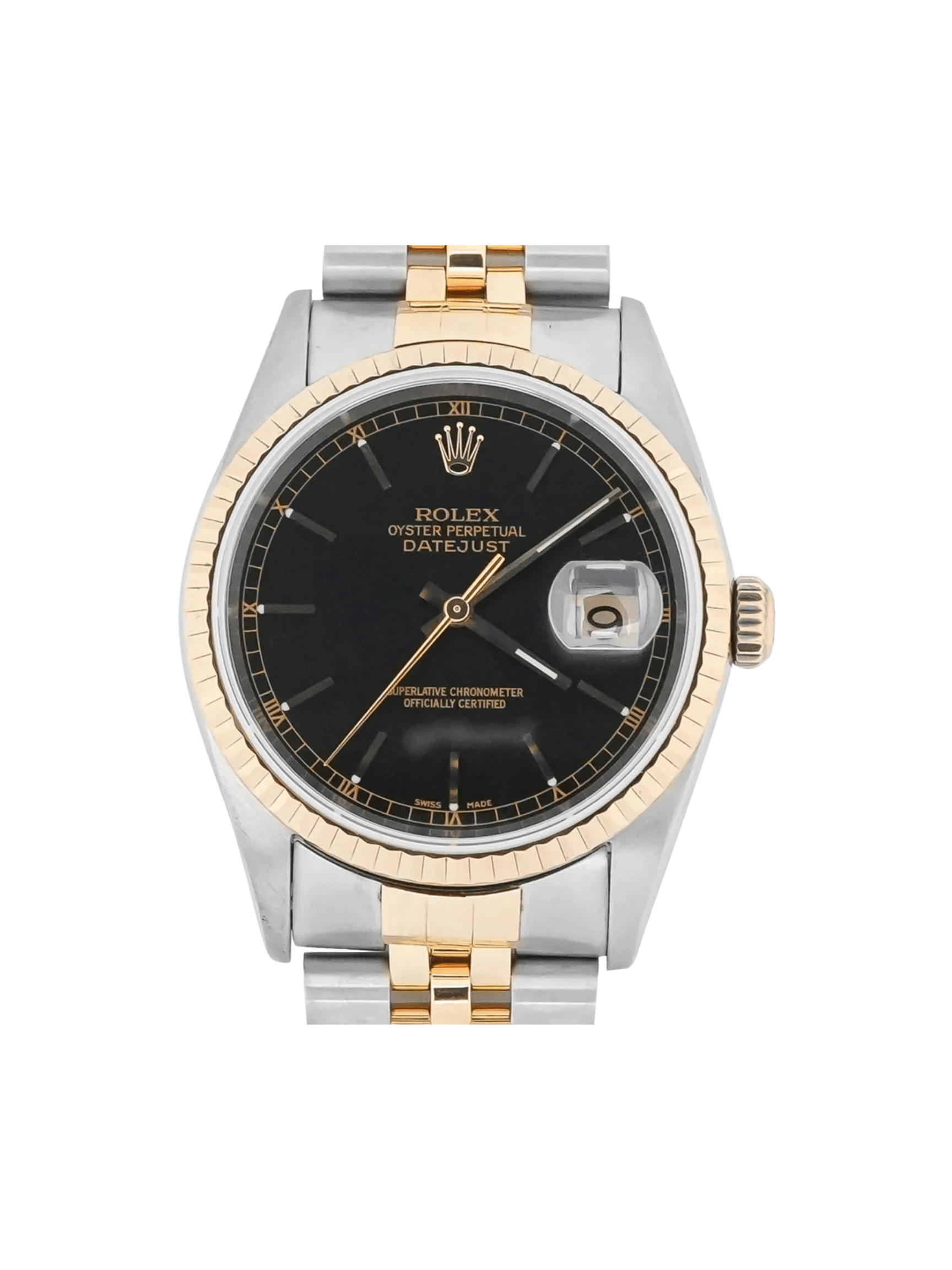 Rolex Datejust 36 Stainless Steel and Yellow Gold Black Stick Dial 16233