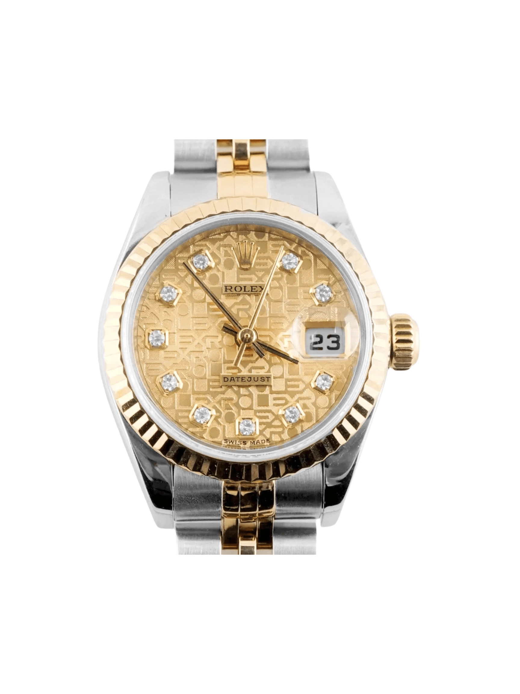 Rolex Lady-Datejust Stainless Steel and Yellow Gold Champagne Diamond Dial 79173