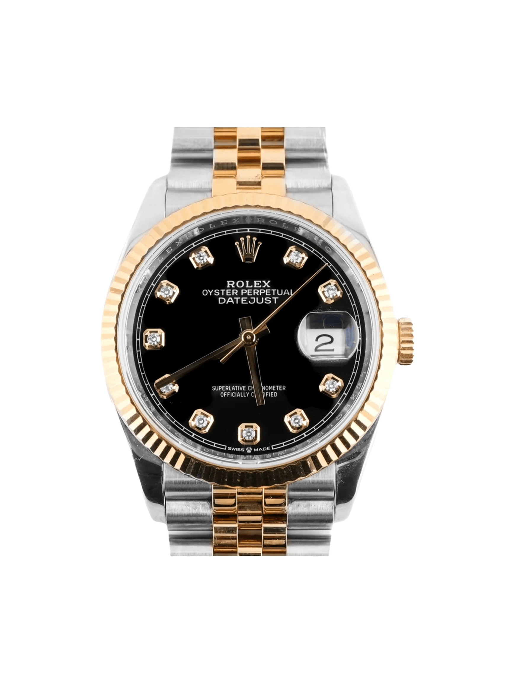 Rolex Datejust Stainless Steel and Yellow Gold Black Diamond Dial 126233