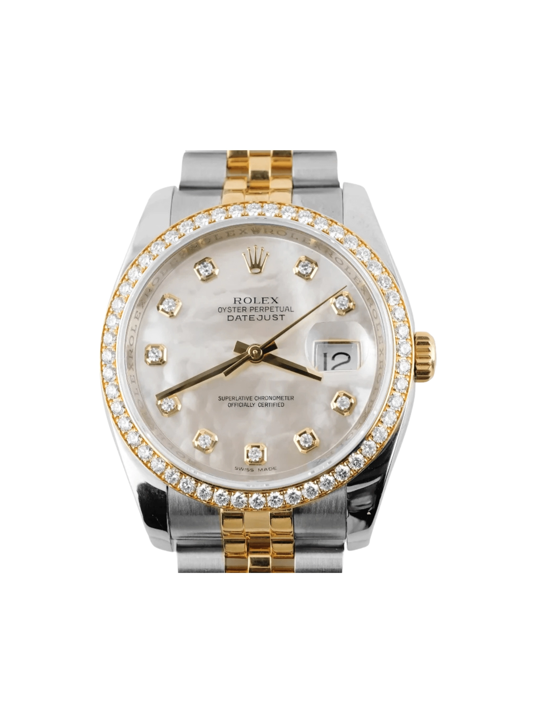 Rolex Datejust Stainless Steel and Yellow Gold Mother of Pearl Diamond Dial 116243