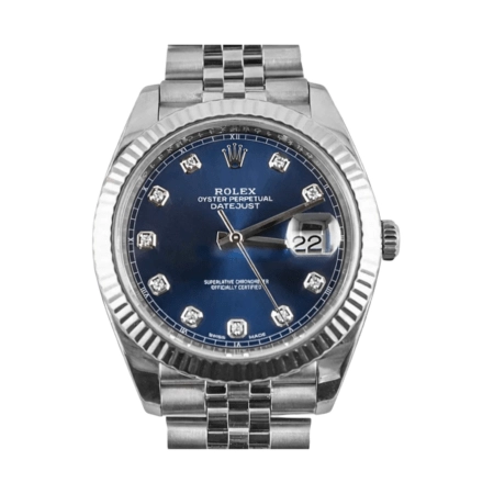 Rolex Datejust Stainless Steel and White Gold Blue Diamond Dial 126334