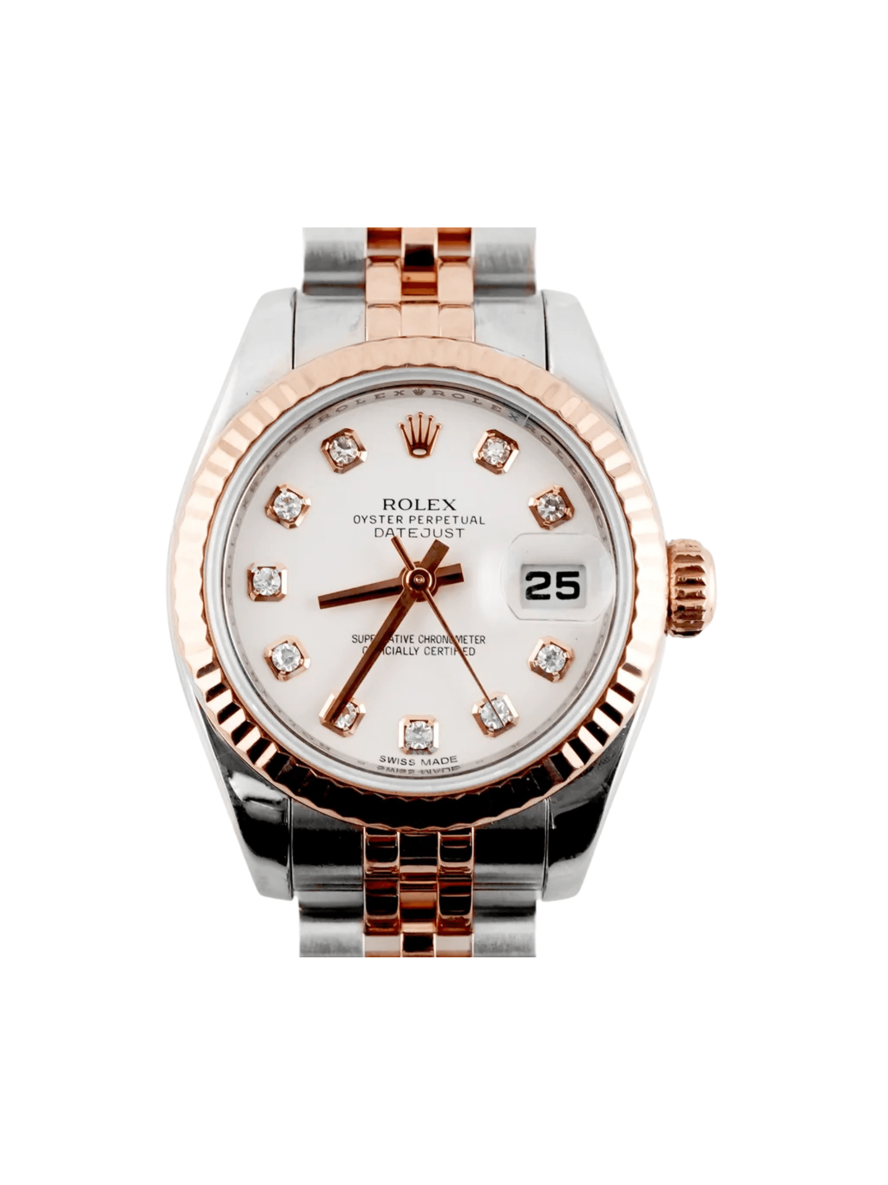 Rolex Lady-Datejust Stainless Steel and Rose Gold White Diamond Dial 179171
