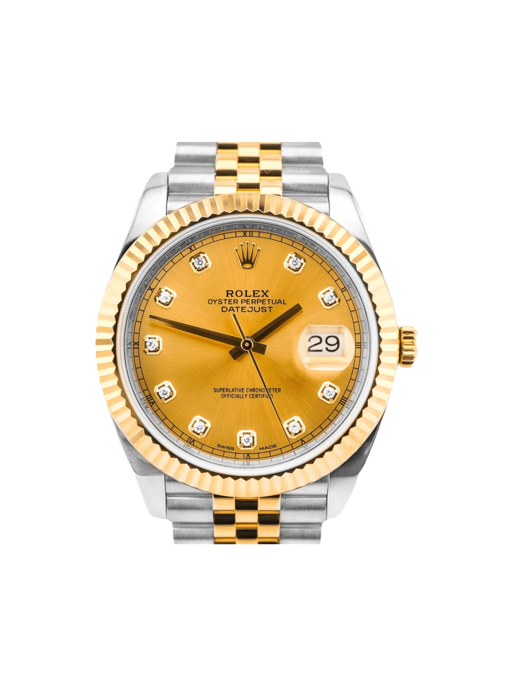 Rolex Datejust Steel and Yellow Gold Champagne Diamond Dial 126333