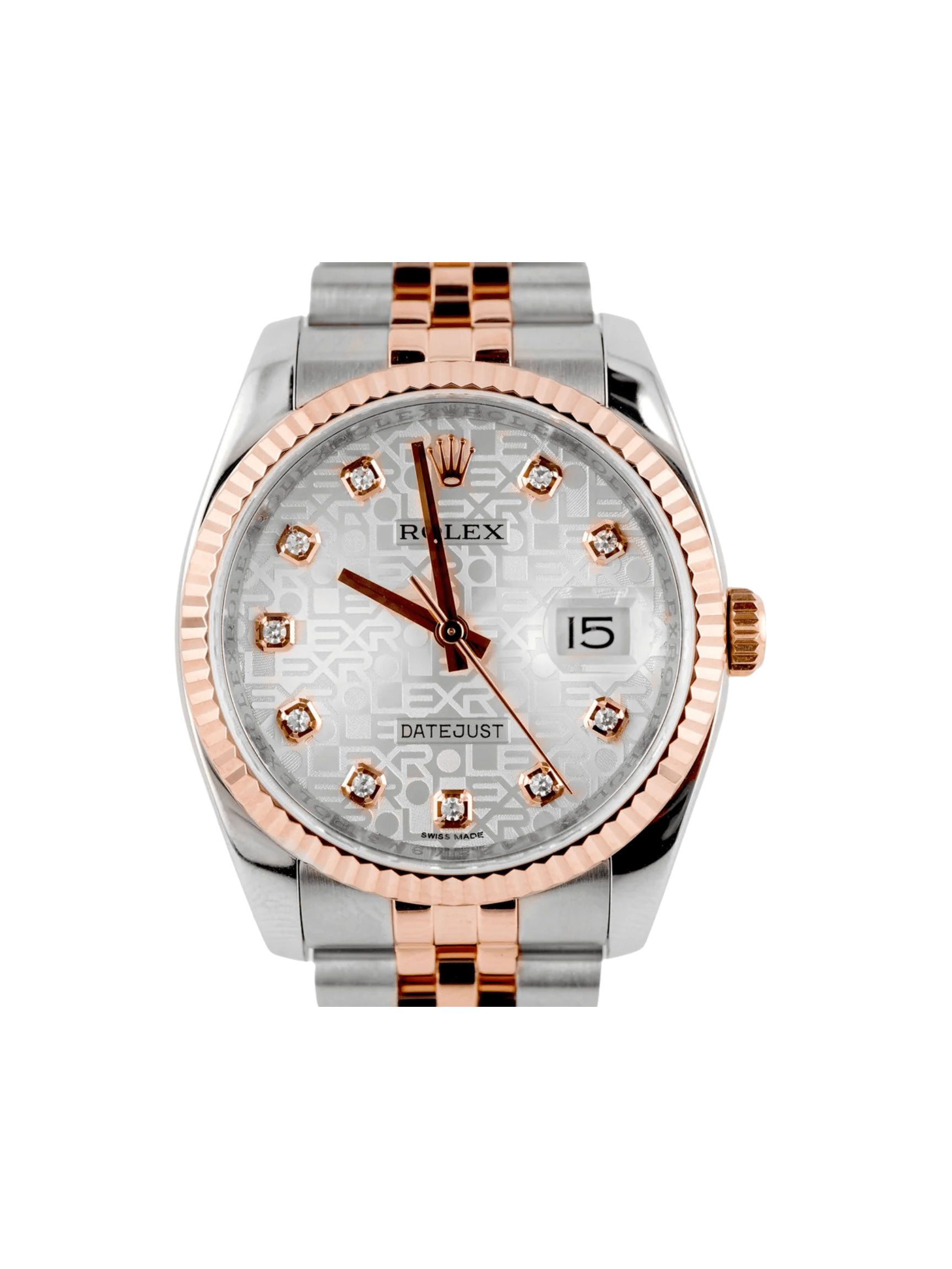 Rolex Datejust Stainless Steel and Rose Gold Silver Jubilee Diamond Dial 116231
