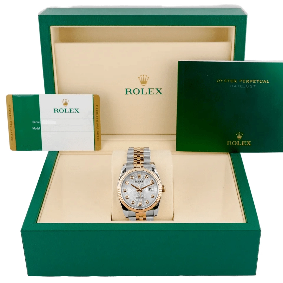 Rolex Datejust Stainless Steel and Rose Gold Silver Jubilee Diamond Dial 116231