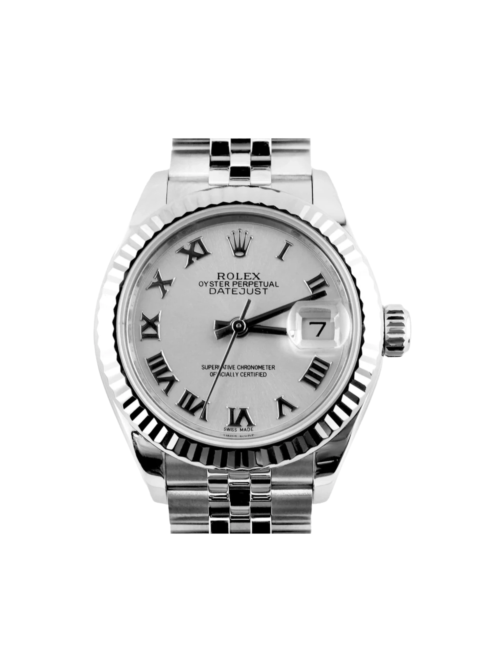 Rolex Lady-Datejust Stainless Steel and White Gold Silver Roman Dial 279174