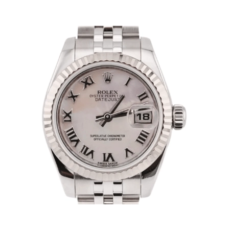 Rolex Lady-Datejust Stainless Steel and White Gold MOP Roman Dial 179174