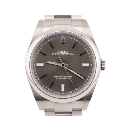 Rolex Oyster Perpetual 39 Stainless Steel Dark Rhodium Stick Dial 114300