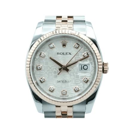 Rolex Datejust 36 Stainless Steel and Rose Gold Silver Diamond Dial 116231