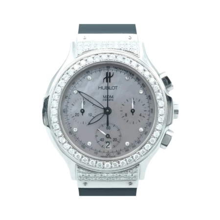 Hublot Elegant MDM Chronograph Stainless Steel Mother of Pearl Diamond Dial 1640.1