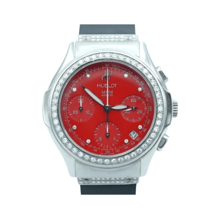 Hublot Elegant MDM Chronograph Stainless Steel Red Diamond Dial 1810.1.054