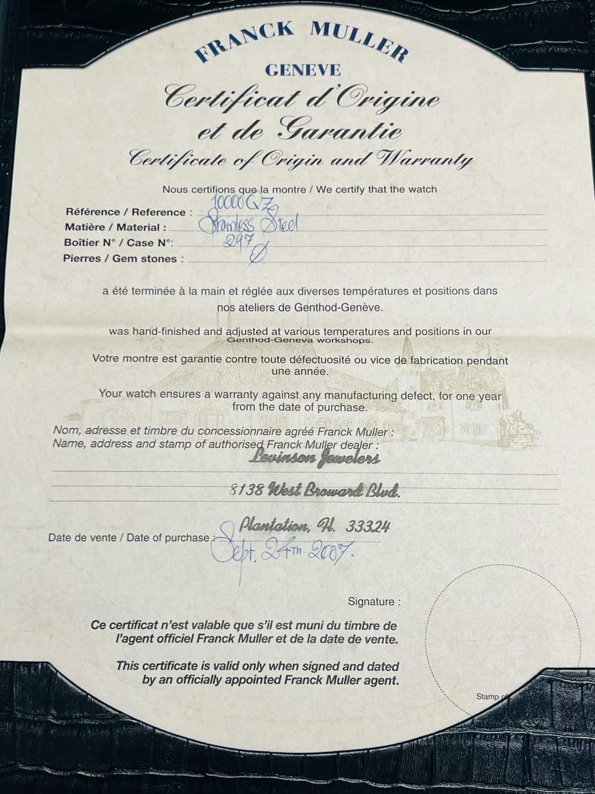 Franck Muller Long Island Papers