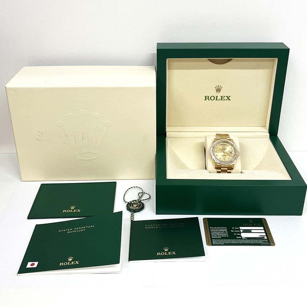 Rolex Day-Date II Yellow Gold Diamond Bezel Champagne Diamond Dial 218398BR