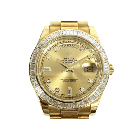 Rolex Day-Date II Yellow Gold Diamond Bezel Champagne Diamond Dial 218398BR