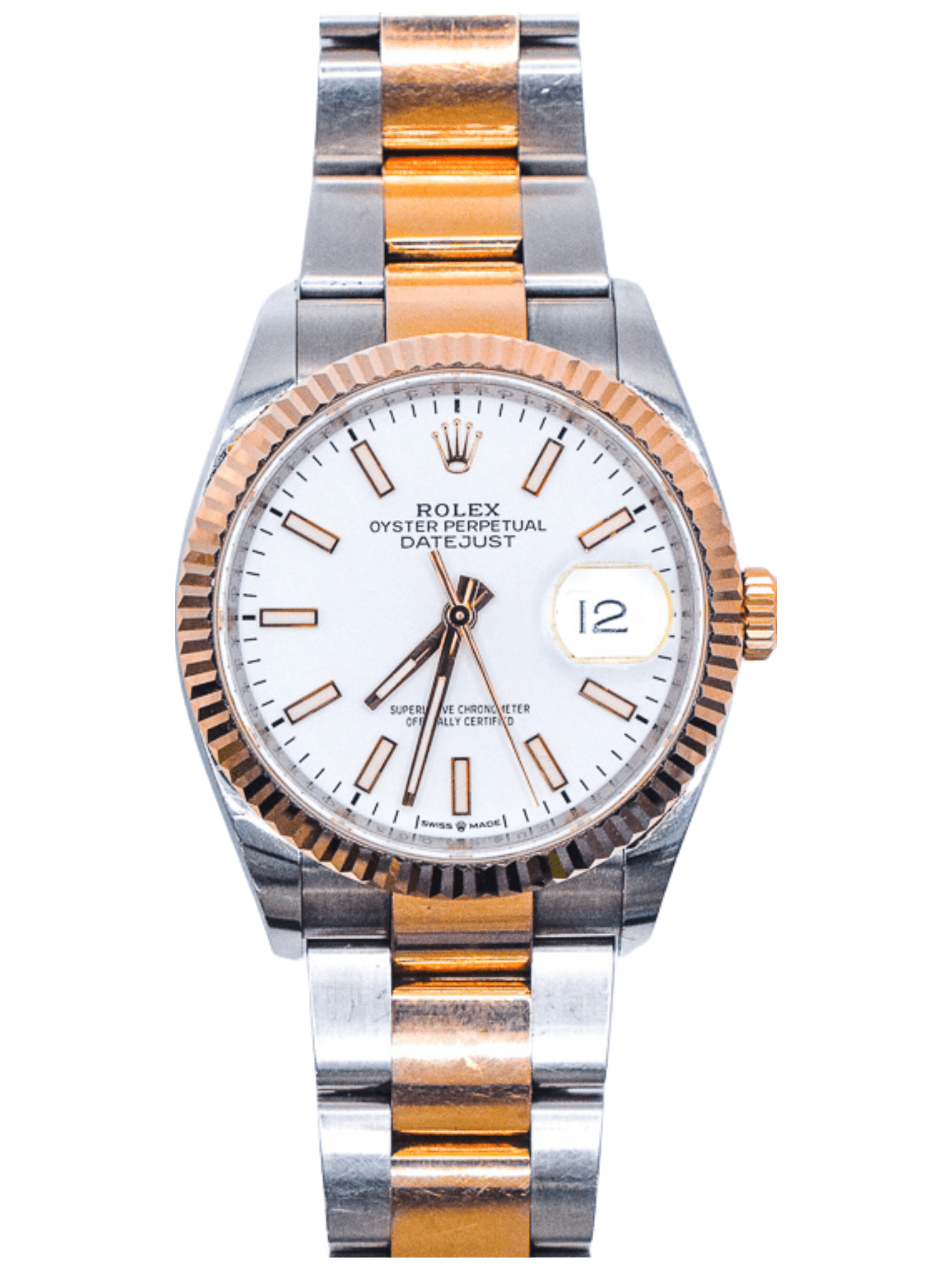 Rolex Datejust 36 Yellow Gold Steel White Dial 126231 Bracelet