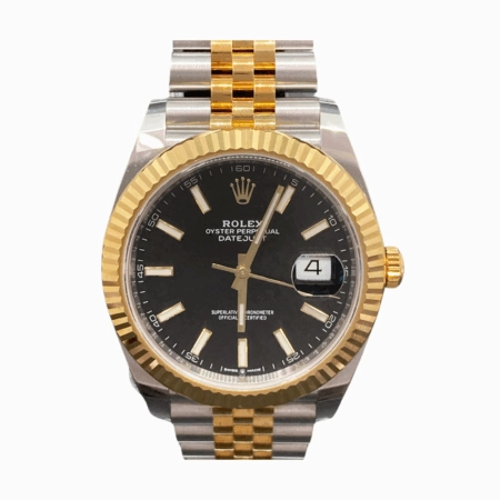 Rolex Datejust 41 Yellow Gold and Steel Black Stick Dial 126333