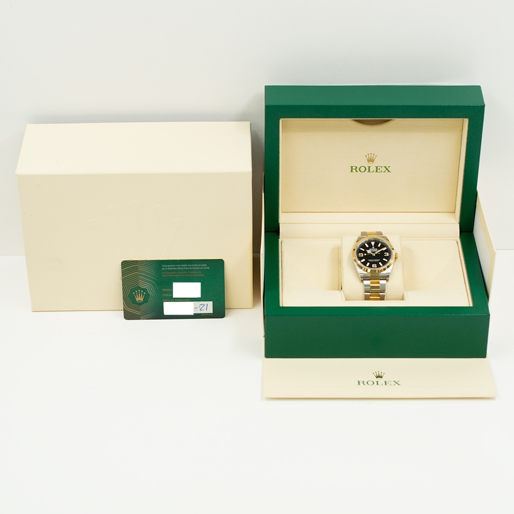 Rolex Explorer Stainless Steel and Yellow Gold Black Arabic Dial 124273