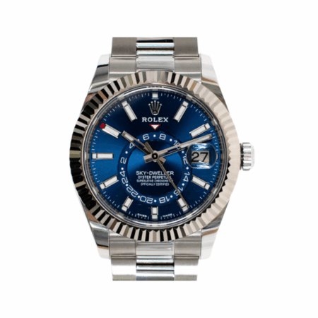 Rolex Sky-Dweller Stainless Steel White Gold Blue Stick Dial 326934