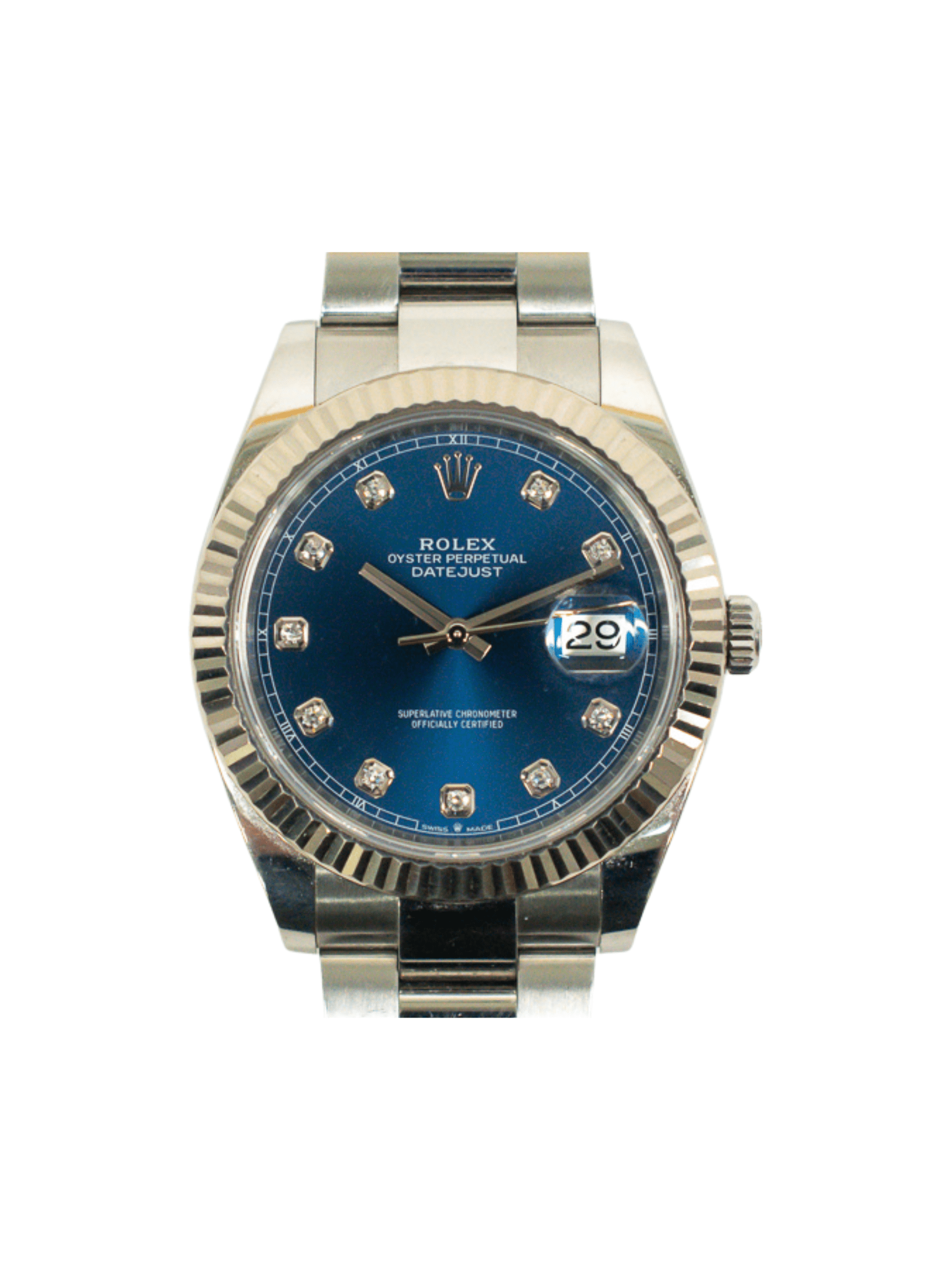 Rolex Datejust 41 Stainless Steel and White Gold Blue Diamond Dial 126334G