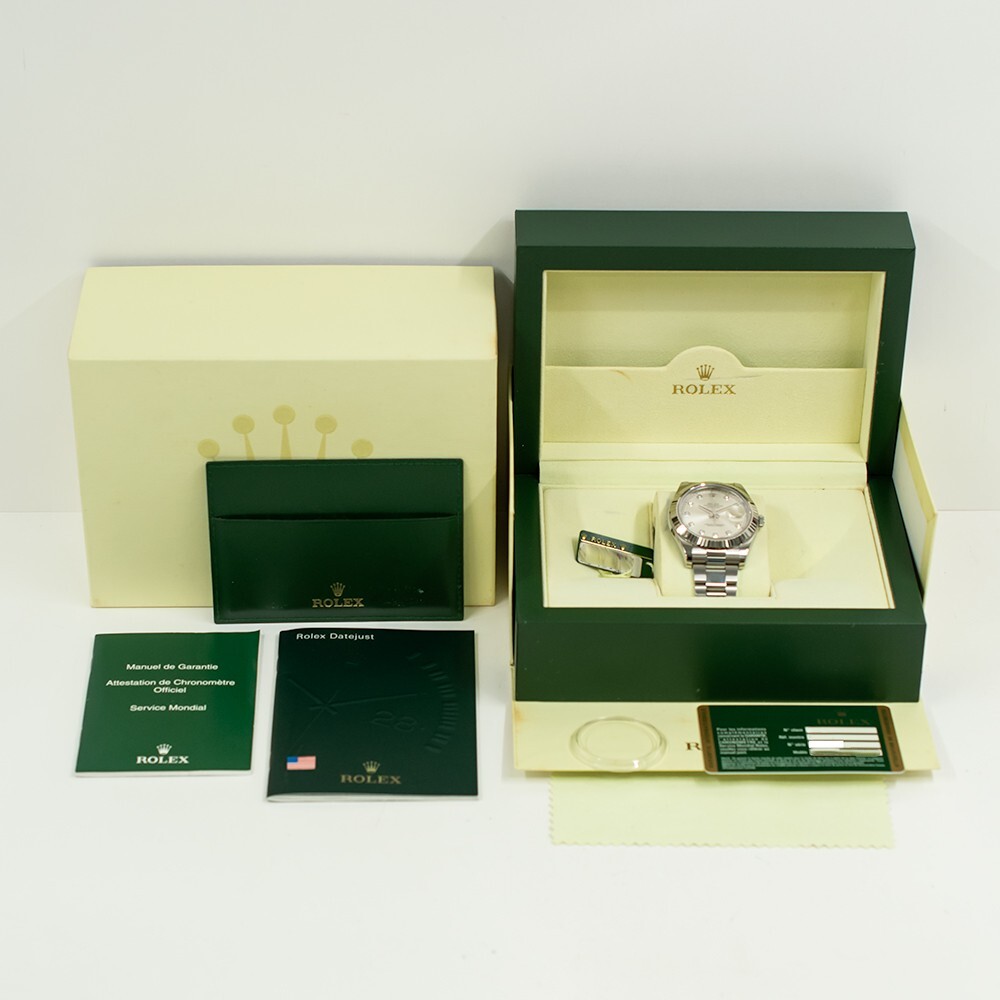 Rolex Datejust II Stainless Steel/White Gold Silver Diamond Dial 116334