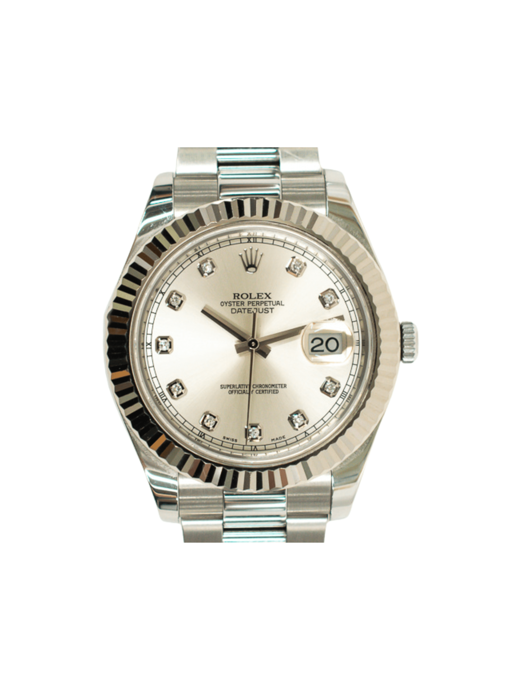 Rolex Datejust II Stainless Steel/White Gold Silver Diamond Dial 116334