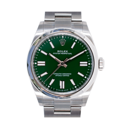 Rolex Oyster Perpetual Stainless Steel Green Stick Dial 134300