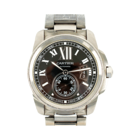 Cartier Calibre De Cartier Stainless Steel Black Roman Dial W7100016