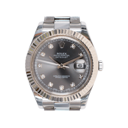 Rolex Datejust II Stainless Steel and White Gold Slate Diamond Dial 116334G