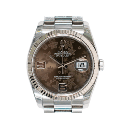 Rolex Datejust 36 Stainless Steel/White Gold Brown Flower Dial 116234