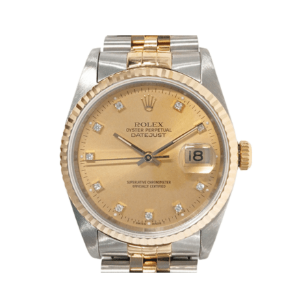 Rolex Datejust 36 Stainless Steel Yellow Gold Champagne Diamond Dial 16233G