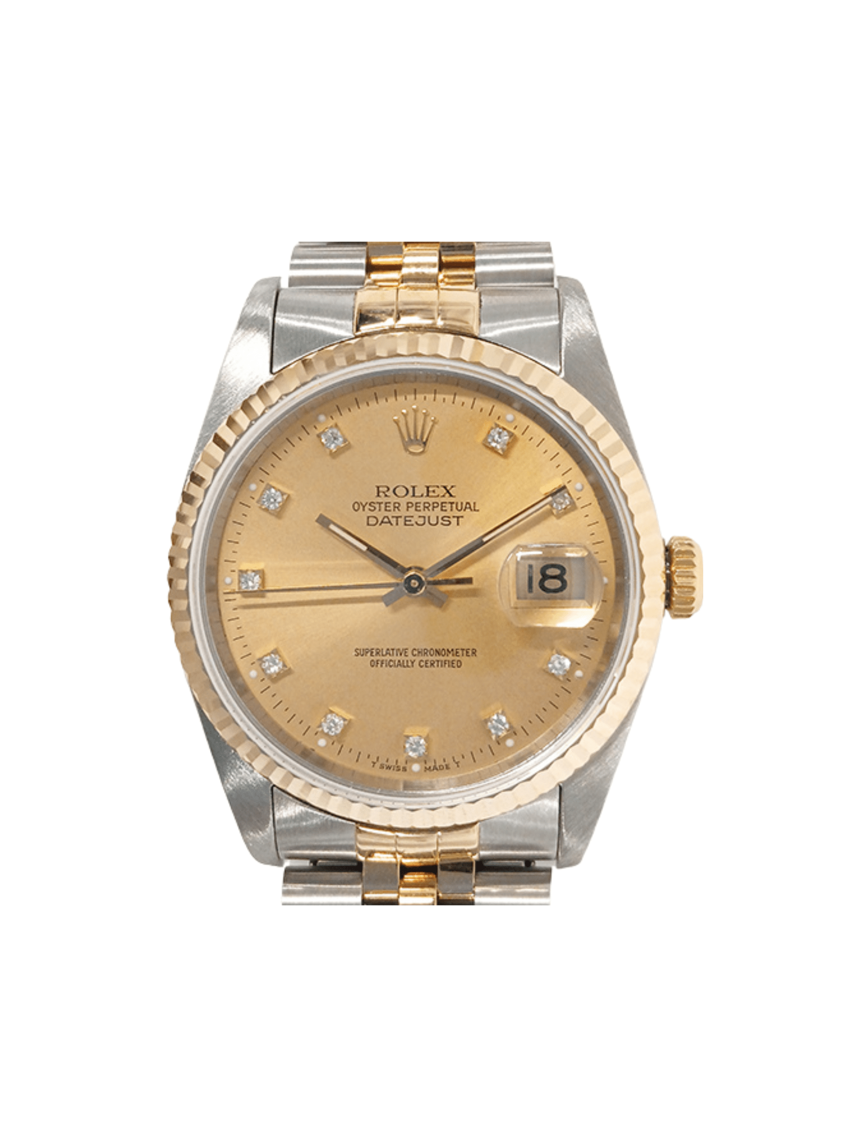 Rolex Datejust 36 Stainless Steel Yellow Gold Champagne Diamond Dial 16233G