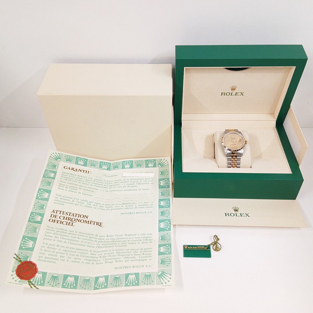 Rolex Datejust 36 Stainless Steel Yellow Gold Champagne Diamond Dial 16233G